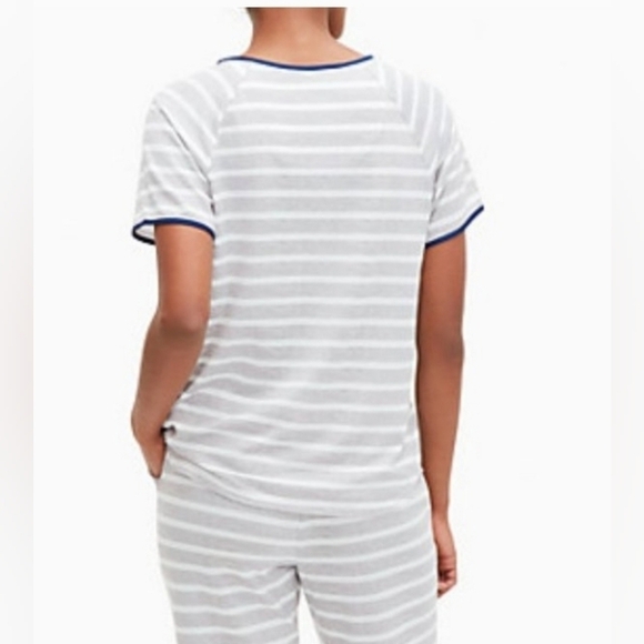 Kate Spade Pajamas Top Grey White Stripe Pajama Top Shirt Size Small - Picture 3 of 5
